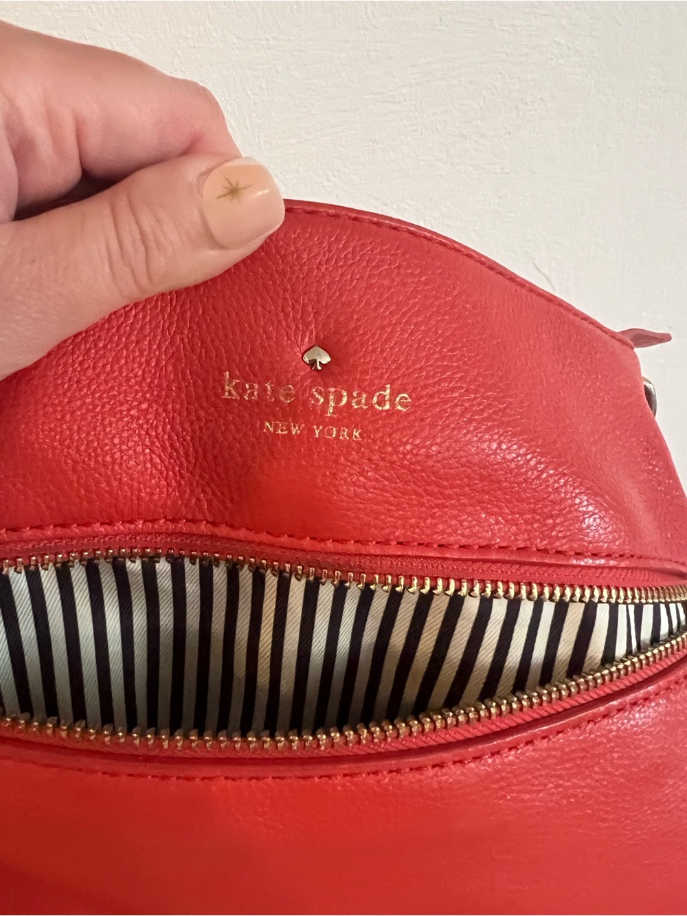 kate spade Red Pebbled Leather Crossbody with Gold Logo
